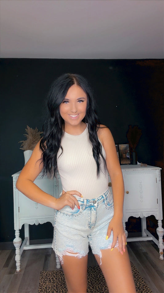 Studded Fray Hem Shorts