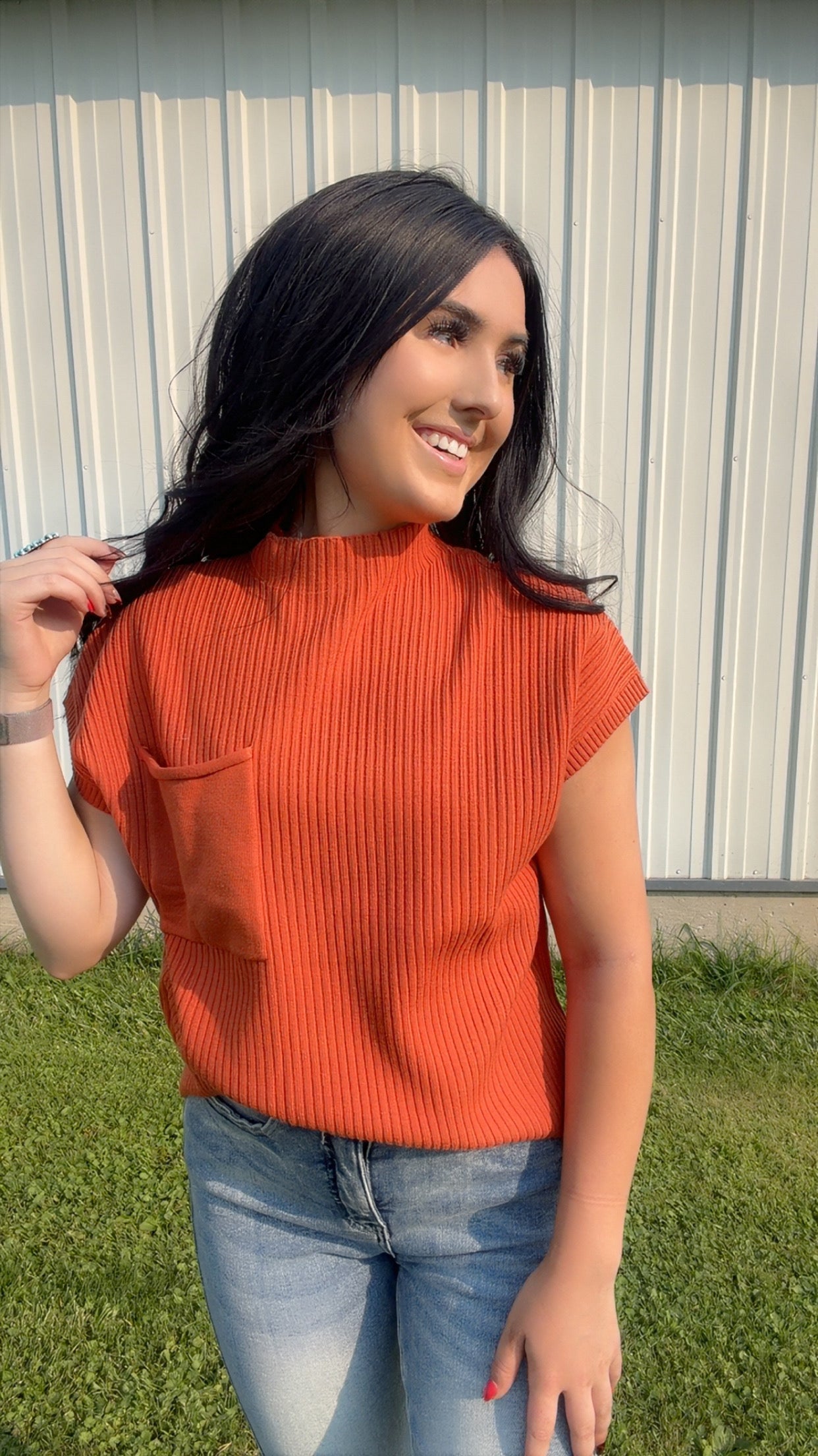 Burnt Orange Sweater Top