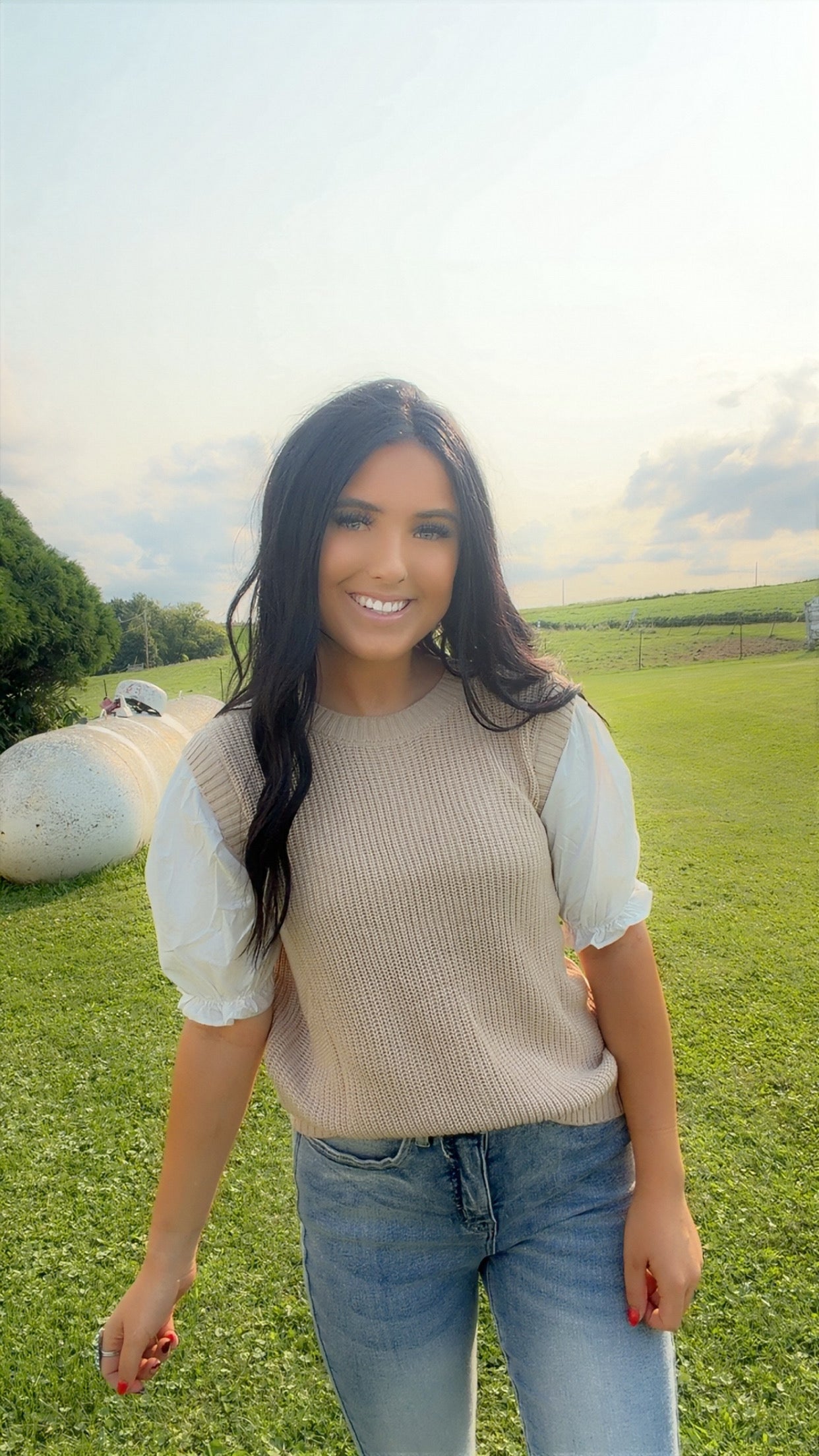 Beige Knit Sweater Top