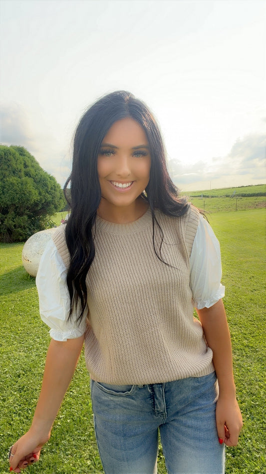 Beige Knit Sweater Top