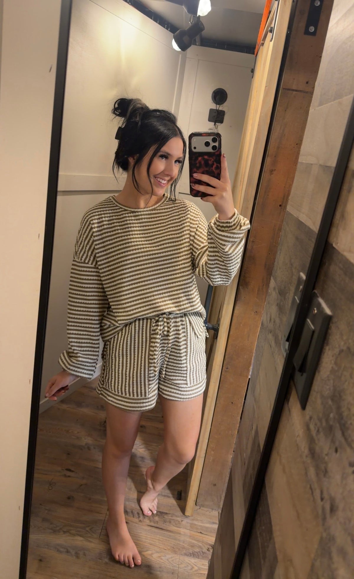 Stripe Textured Long Sleeve Set