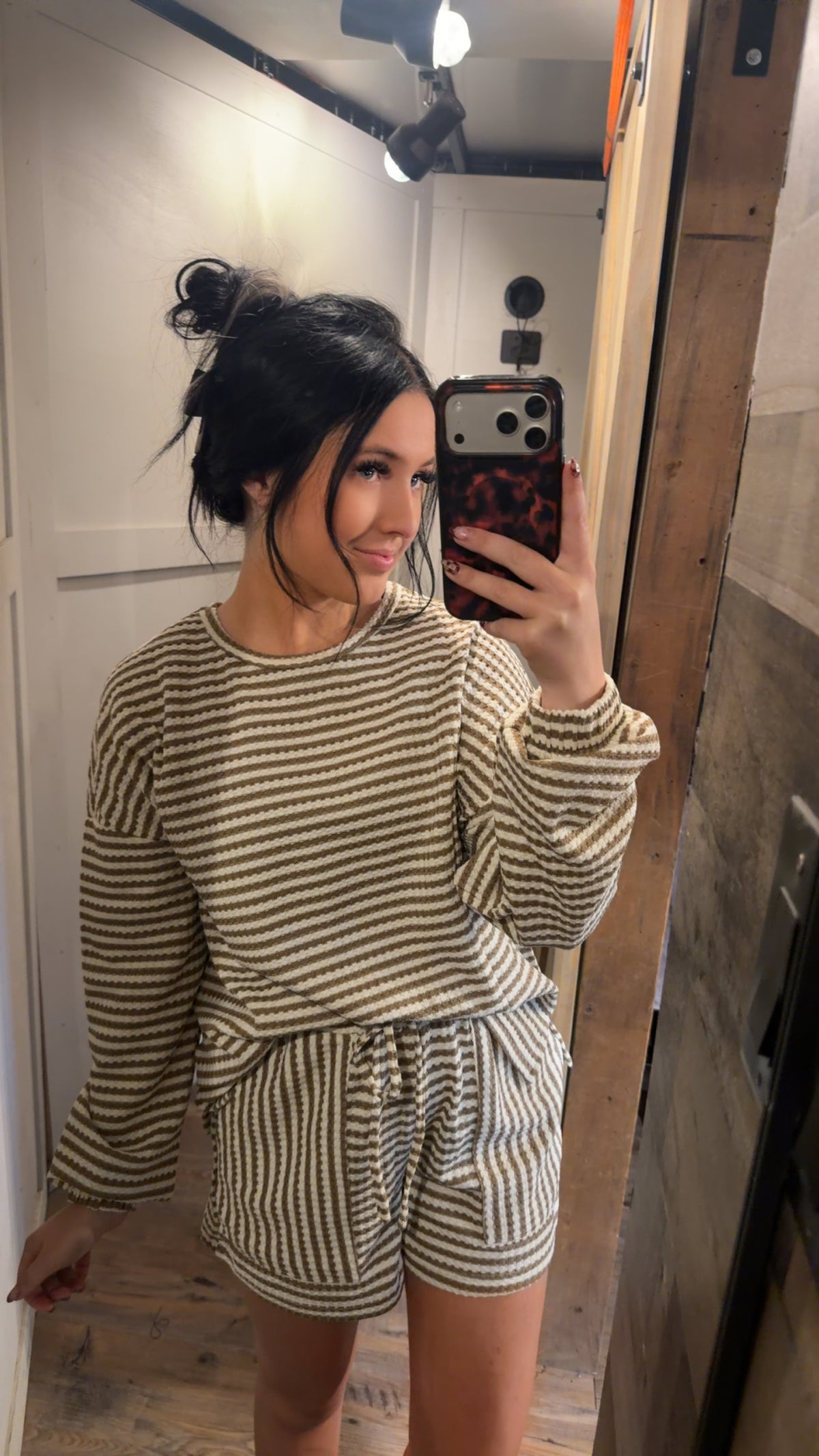 Stripe Textured Long Sleeve Set