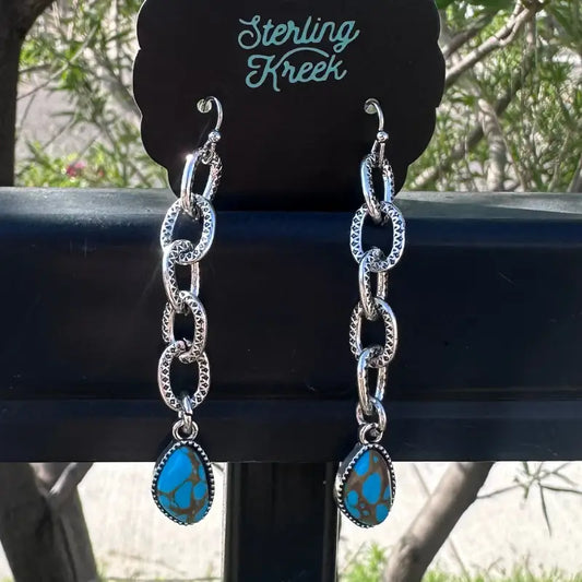Linked Up Turq. Earrings