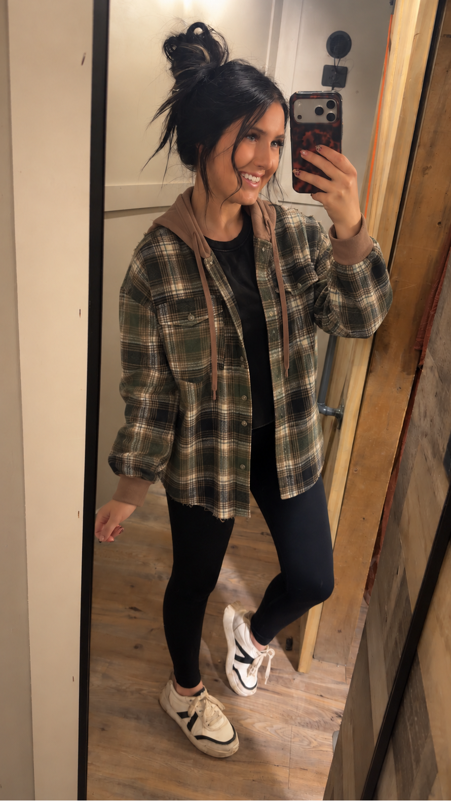 Mountain Morning Plaid Shacket Green