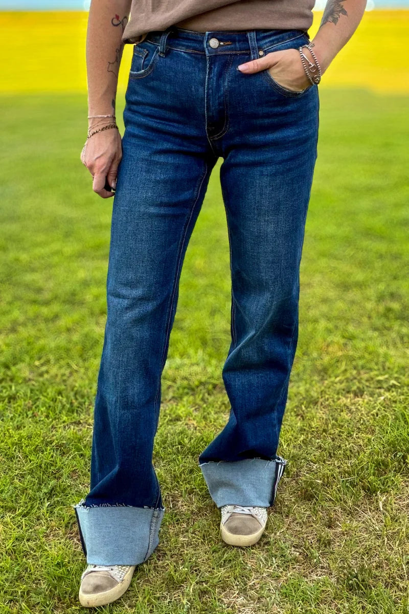 SK CUFFED STRAIGHT LEG JEANS