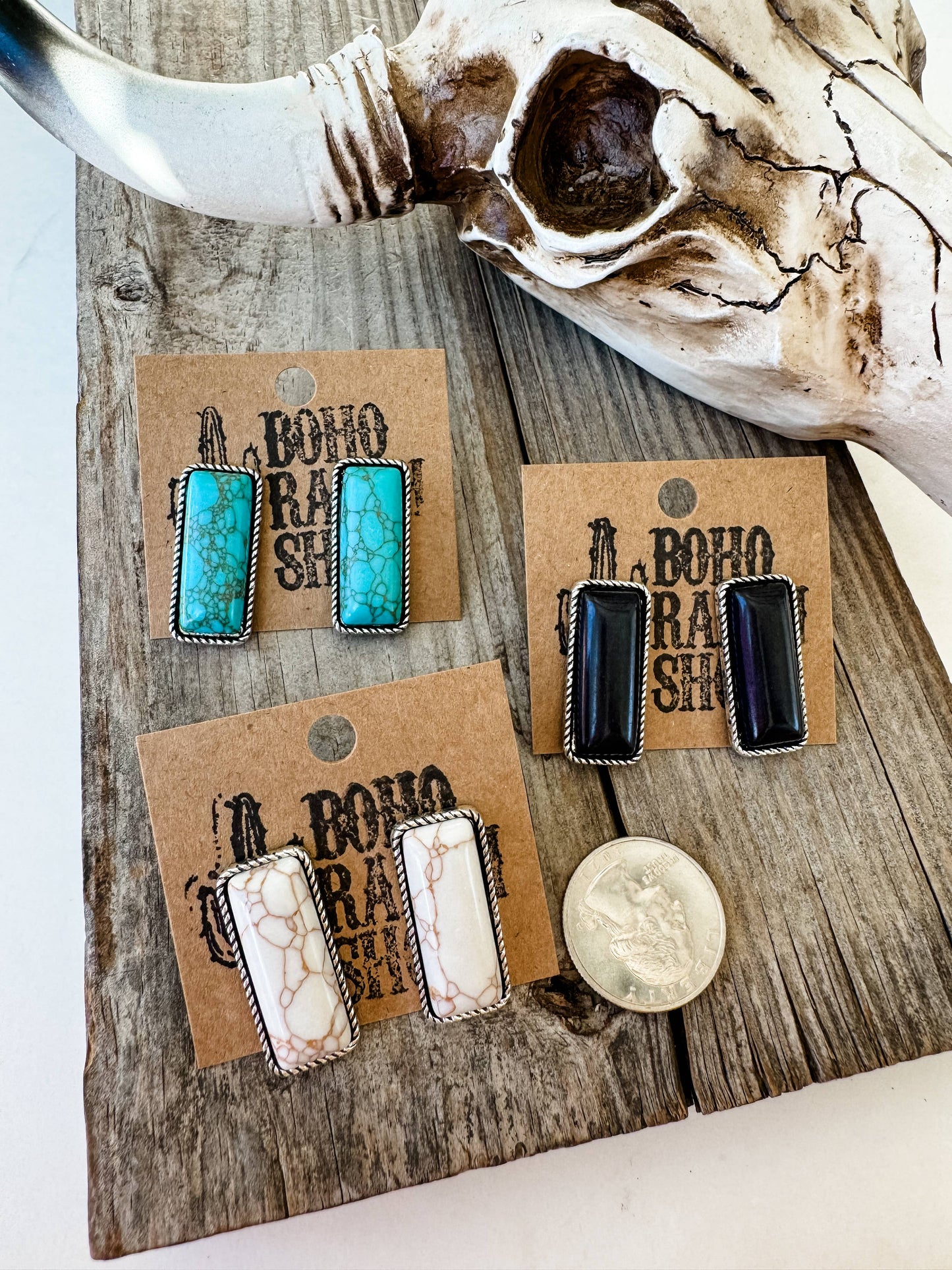 Rectangle Bar Earrings: Black