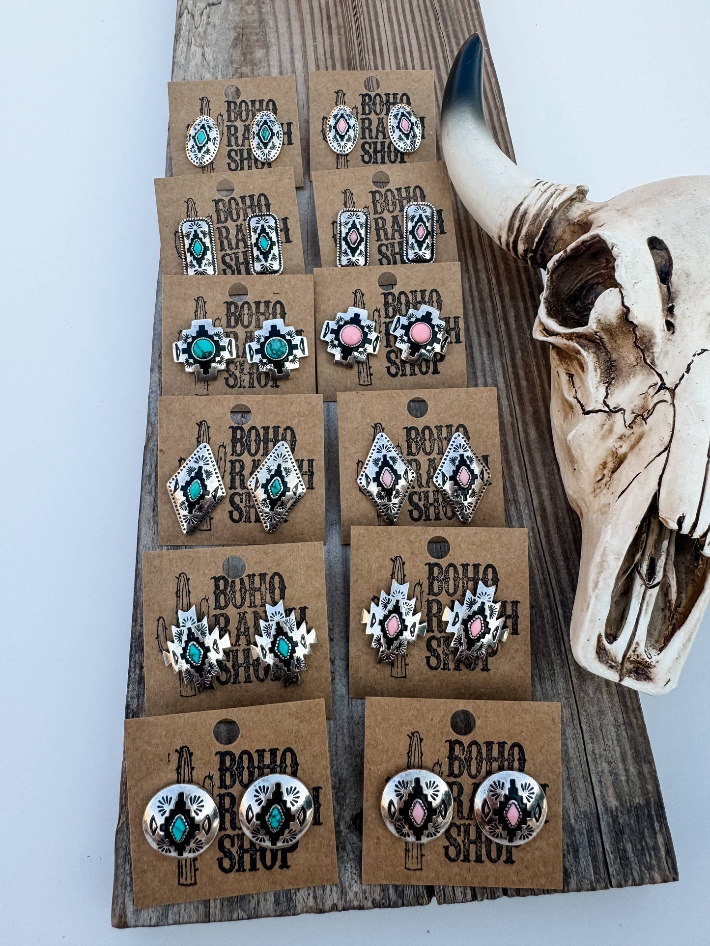 Aztec Post Earrings: STYLE 5 - AZTEC PINK