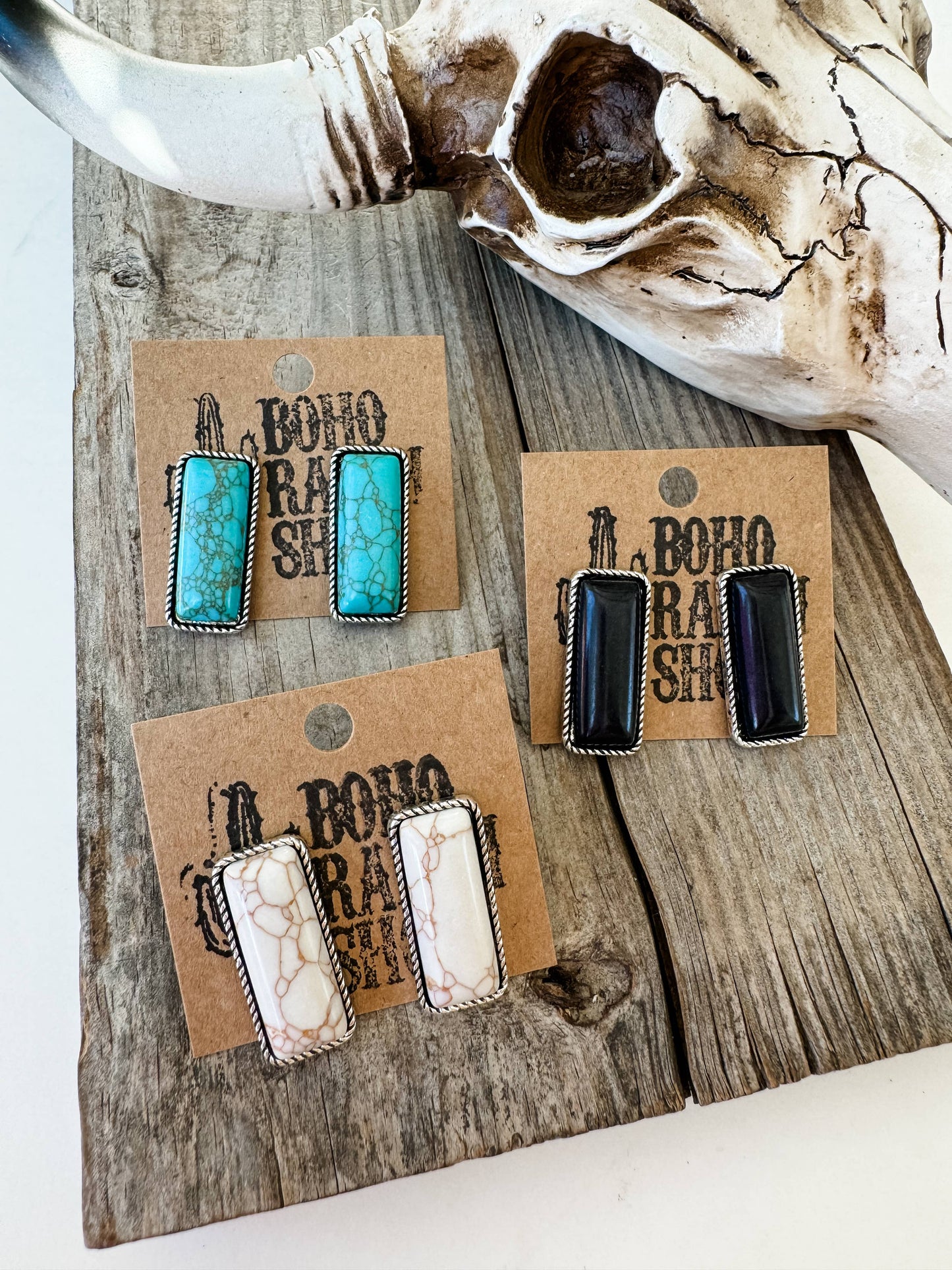 Rectangle Bar Earrings: Black