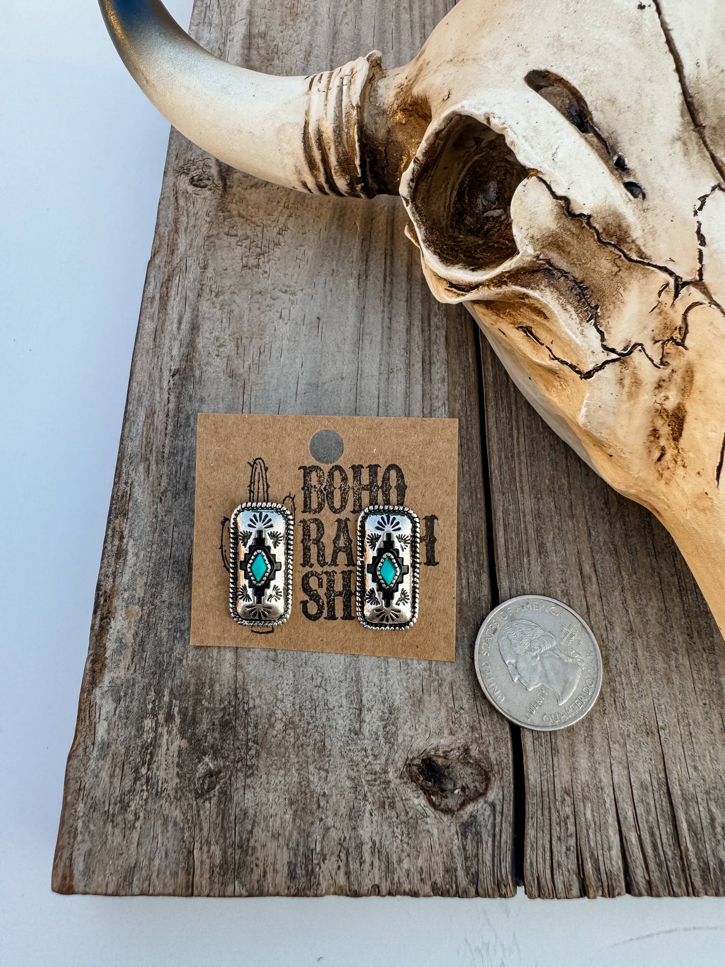 Aztec Post Earrings - turquoise pink: STYLE 5 - AZTEC TURQUOISE