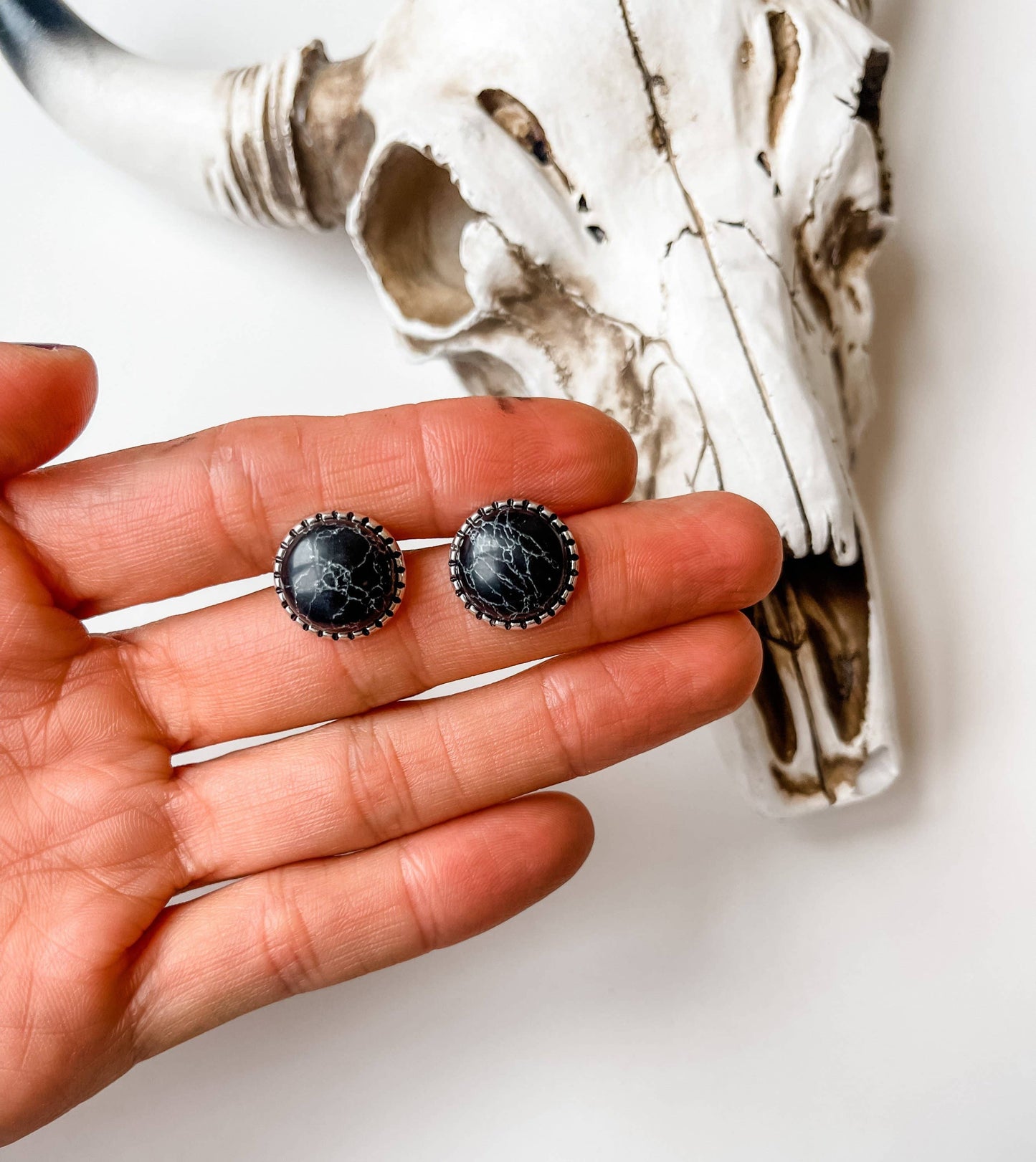 Round Stud Earrings: Turquoise