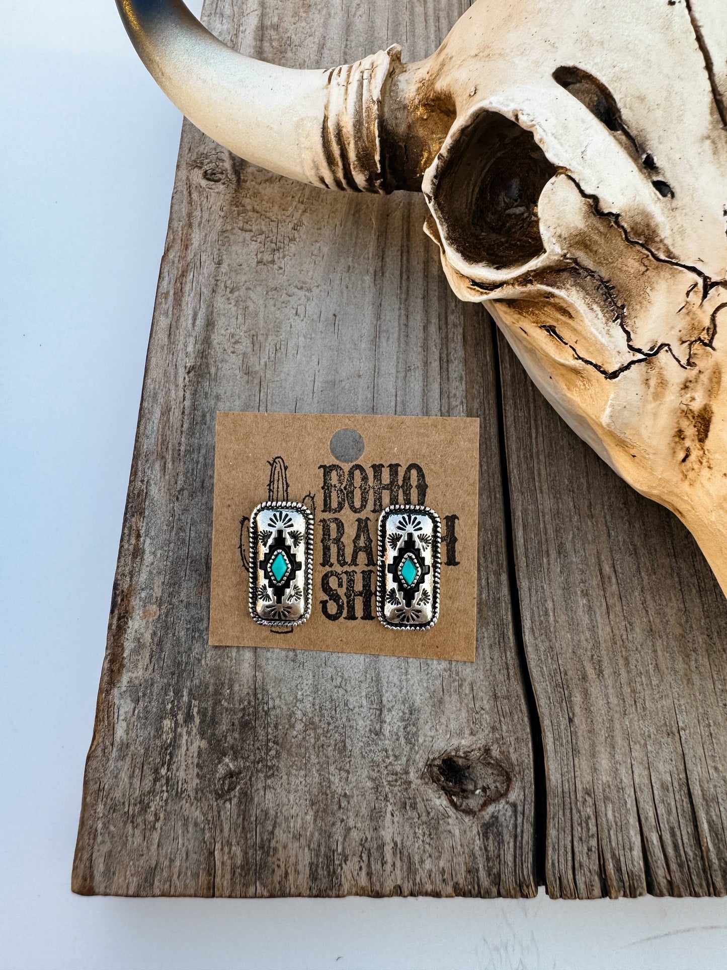 Aztec Post Earrings  STYLE 2 - BAR TURQUOISE