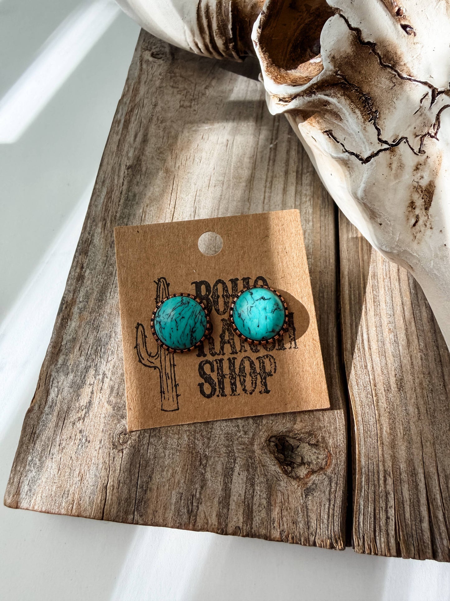 Round Stud Earrings: Turquoise